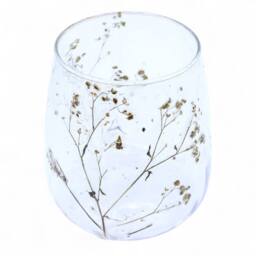 Serenityy Margarita Natural Floral Glass Candle Holder - 12x11 cm in Clear