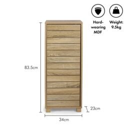 VonHaus Chester Freestanding Oak Wood Effect 1 Door Bathroom Storage Cabinet in Natural - thumbnail 7