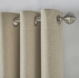 Luxury Living Linen Look Ring Top Blackout Curtains in Beige - Size: 229 cm width x 137 cm drop - thumbnail 5