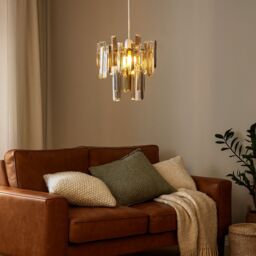 Pagazzi Onega Champagne & Smoked Glass Easy Fit Pendant Shade in Clear - thumbnail 1