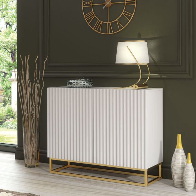 Creative Furniture Ripple Sideboard 100cm - Modern Fluted Design with Push to Open doors in White - image 1