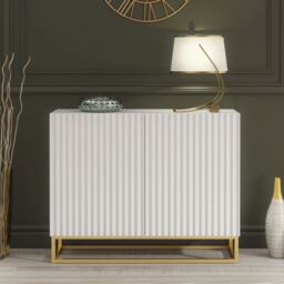 Creative Furniture Ripple Sideboard 100cm - Modern Fluted Design with Push to Open doors in White - thumbnail 2