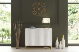 Creative Furniture Ripple Sideboard 100cm - Modern Fluted Design with Push to Open doors in White - thumbnail 7