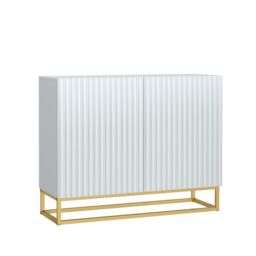 Creative Furniture Ripple Sideboard 100cm - Modern Fluted Design with Push to Open doors in White - thumbnail 5