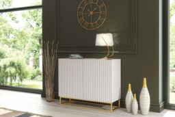 Creative Furniture Ripple Sideboard 100cm - Modern Fluted Design with Push to Open doors in White - thumbnail 6