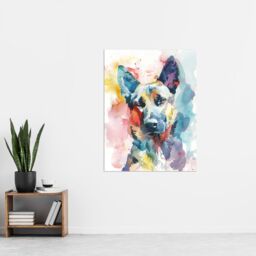 "Artery8 Alsatian German Shephard Dog Lover Watercolour Wall Art Print - Size: W24"" x H32""" - thumbnail 4