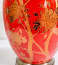 Downton Interiors Red Gold Ceramic Table Lamp with Pleated Shade (G2103 Pleated) - Size: Large - thumbnail 4