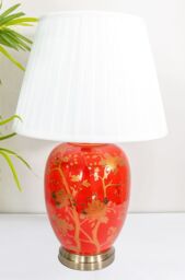 Downton Interiors Red Gold Ceramic Table Lamp with Pleated Shade (G2103 Pleated) - Size: Large - thumbnail 1