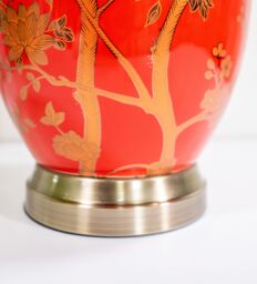 Downton Interiors Red Gold Ceramic Table Lamp with Pleated Shade (G2103 Pleated) - Size: Large - thumbnail 2