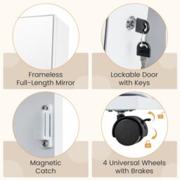 Gymax 360° Rotating Jewelry Armoire With Mirror Standing Jewelry Organizer in White - thumbnail 5