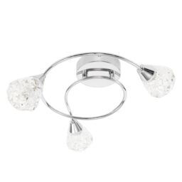 ValueLights Astley Polished Chrome 3 Way Swirl Flush Ceiling Light with Bulbs in Silver - thumbnail 4
