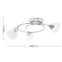 ValueLights Astley Polished Chrome 3 Way Swirl Flush Ceiling Light with Bulbs in Silver - thumbnail 5
