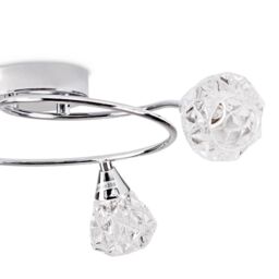 ValueLights Astley Polished Chrome 3 Way Swirl Flush Ceiling Light with Bulbs in Silver - thumbnail 2
