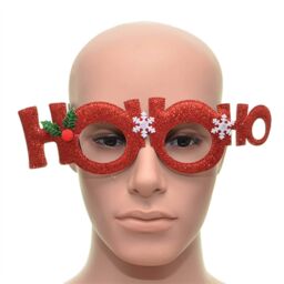 Shatchi Novelty Glitter Red Ho Ho Ho Christmas Glasses Christmas Party Props Photo Booth Accessories Stocking Fillers - thumbnail 1
