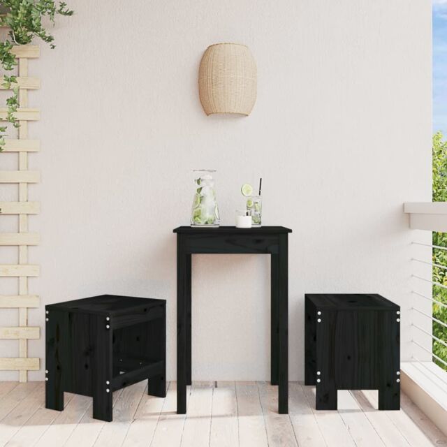 Berkfield Home Garden Stools 2 pcs Black 40x36x45 cm Solid Wood Pine - Size: 40 x 36 x 45 cm - image 1