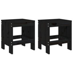 Berkfield Home Garden Stools 2 pcs Black 40x36x45 cm Solid Wood Pine - Size: 40 x 36 x 45 cm - thumbnail 2