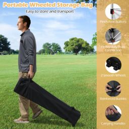 Gymax 300 X 300 CM Pop up Canopy Tent With 2 Half Sidewalls & Wheeled Bag in White - thumbnail 6