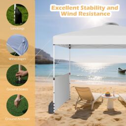 Gymax 300 X 300 CM Pop up Canopy Tent With 2 Half Sidewalls & Wheeled Bag in White - thumbnail 9