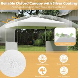 Gymax 300 X 300 CM Pop up Canopy Tent With 2 Half Sidewalls & Wheeled Bag in White - thumbnail 8
