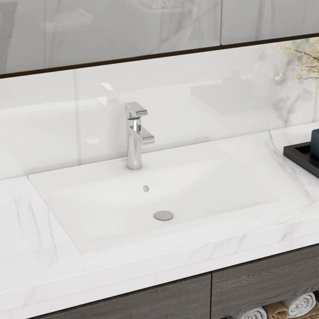 Berkfield Home Luxury Basin with Faucet Hole Matt White 60x46 cm Ceramic - image 1