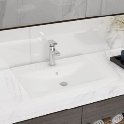 Berkfield Home Luxury Basin with Faucet Hole Matt White 60x46 cm Ceramic