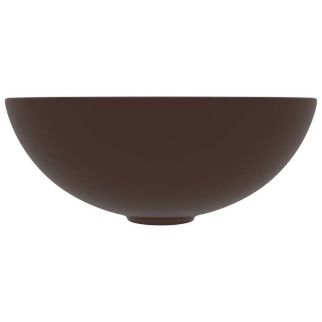 Berkfield Home Sleek Bathroom Sink Ceramic Dark Brown Round - image 1