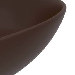Berkfield Home Sleek Bathroom Sink Ceramic Dark Brown Round - thumbnail 5