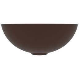 Berkfield Home Sleek Bathroom Sink Ceramic Dark Brown Round - thumbnail 1
