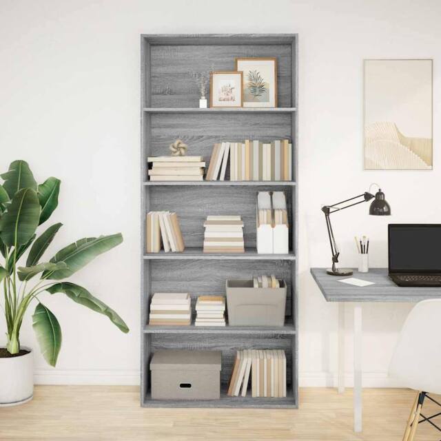 Berkfield Home Book Cabinet Grey Sonoma 80x30x189 cm Engineered Wood - Size: 80 x 30 x 189 cm - image 1