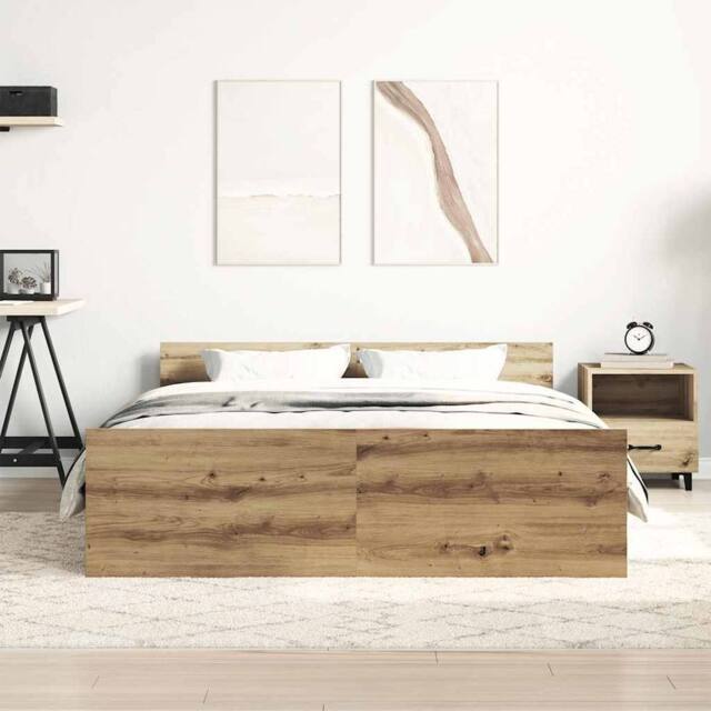 Berkfield Home Durable Bed Frame without Mattress Artisan Oak 150x200cm Engineer in Brown - Size: 150x200 cm - image 1