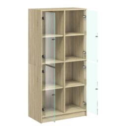 Berkfield Home Highboard with Doors Sonoma Oak 68x37x142 cm Engineered Wood in Light Oak - Size: 68 x 37 x 142 cm - thumbnail 6