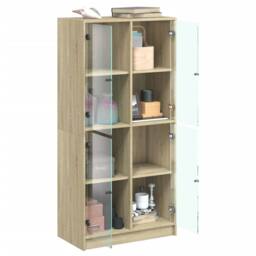 Berkfield Home Highboard with Doors Sonoma Oak 68x37x142 cm Engineered Wood in Light Oak - Size: 68 x 37 x 142 cm - thumbnail 4