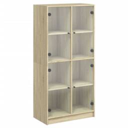 Berkfield Home Highboard with Doors Sonoma Oak 68x37x142 cm Engineered Wood in Light Oak - Size: 68 x 37 x 142 cm - thumbnail 2