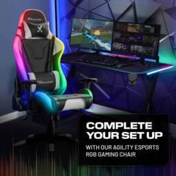 X Rocker Lumio LED Gaming Desk, Mousepad, Cupholder & Headphone Hook in Black - Size: Large - thumbnail 7
