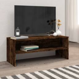Berkfield Home TV Cabinet Smoked Oak 100x40x40 cm Engineered Wood in Brown - Size: 100 x 40 x 40 cm - thumbnail 2