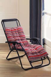 Living and Home 160cm L x 50cm W Ethnic Print Button Tufted Lounge Cushion in Red - Size: 160 cm L x 50 cm W - thumbnail 1