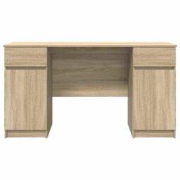 Berkfield Home Desk Sonoma Oak 140x49x76 cm Engineered Wood in Light Oak - Size: 140 x 49 x 76 cm - thumbnail 7