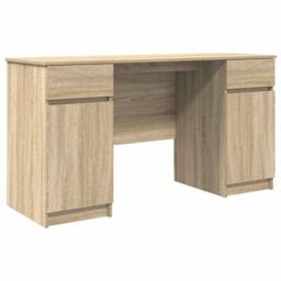 Berkfield Home Desk Sonoma Oak 140x49x76 cm Engineered Wood in Light Oak - Size: 140 x 49 x 76 cm - thumbnail 1