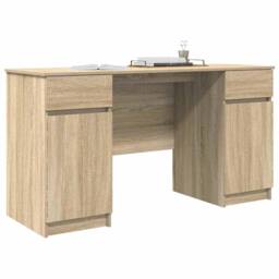 Berkfield Home Desk Sonoma Oak 140x49x76 cm Engineered Wood in Light Oak - Size: 140 x 49 x 76 cm - thumbnail 3