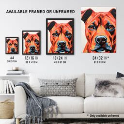 Artery8 Wall Art Print Staffordshire Bull Terrier Golden Red Brown Geometric Artwork Painting Staffie Art Framed in Black - Size: A4 - thumbnail 3