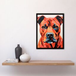 Artery8 Wall Art Print Staffordshire Bull Terrier Golden Red Brown Geometric Artwork Painting Staffie Art Framed in Black - Size: A4 - thumbnail 4