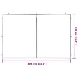 Berkfield Home Party Tent Sidewall 2 pcs with Zipper PE Anthracite in Black - thumbnail 5