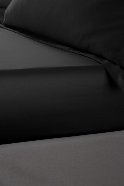 Catherine Lansfield 'Silky Soft Satin' 30cm Depth Sheet in Black - Size: Single Fitted - image 1