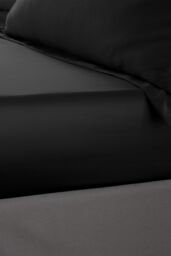 Catherine Lansfield 'Silky Soft Satin' 30cm Depth Sheet in Black - Size: Single Fitted - thumbnail 1