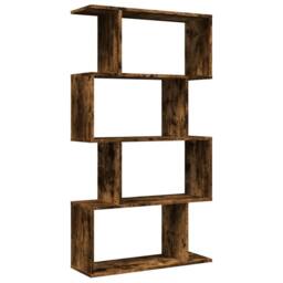 Berkfield Home Room Divider Bookcase 4-Tier Smoked Oak 70x24x129 cm Engineered Wood in Brown - Size: 70 x 24 x 129 cm - thumbnail 7