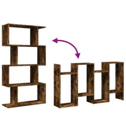 Berkfield Home Room Divider Bookcase 4-Tier Smoked Oak 70x24x129 cm Engineered Wood in Brown - Size: 70 x 24 x 129 cm - thumbnail 8