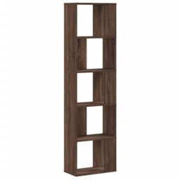 Berkfield Home Bookcase 5-Tier Brown Oak 45x23.5x162.5 cm Engineered Wood - thumbnail 5