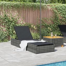 Berkfield Home Sun Lounger Grey 60x200x27 cm Poly Rattan - Size: 60 x 200 x 27 cm - thumbnail 3