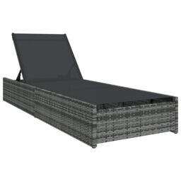 Berkfield Home Sun Lounger Grey 60x200x27 cm Poly Rattan - Size: 60 x 200 x 27 cm - thumbnail 2