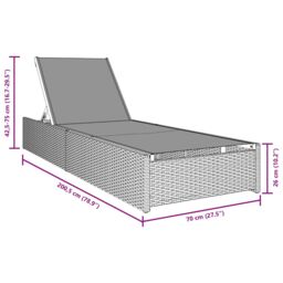 Berkfield Home Sun Lounger Grey 60x200x27 cm Poly Rattan - Size: 60 x 200 x 27 cm - thumbnail 7